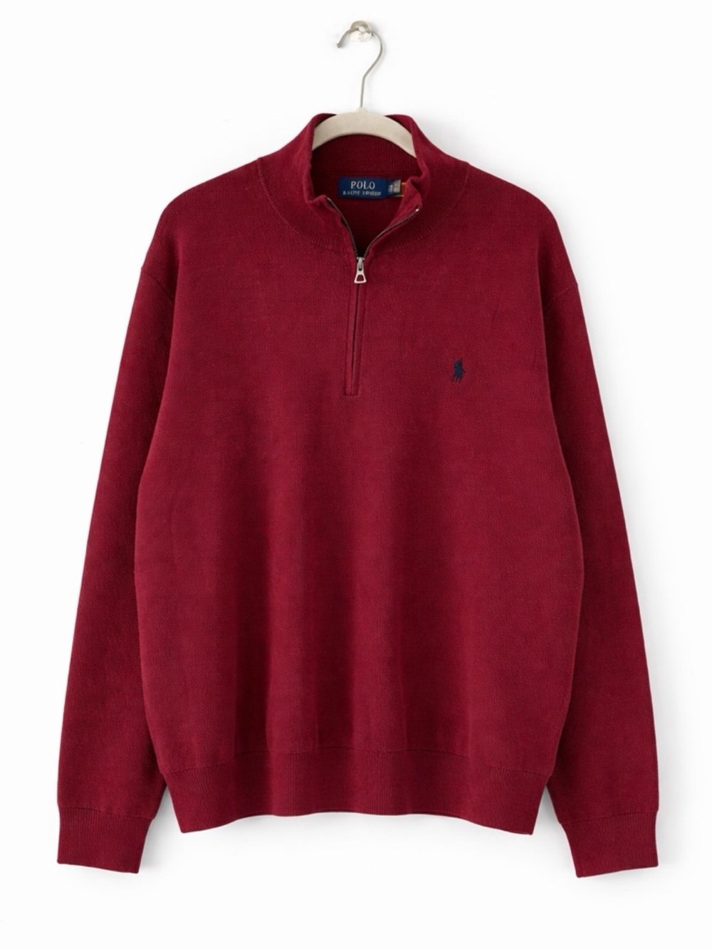 Polo Ralph‎ Lauren Quarter Zip Maroon Red Cotton Pullover Sweater